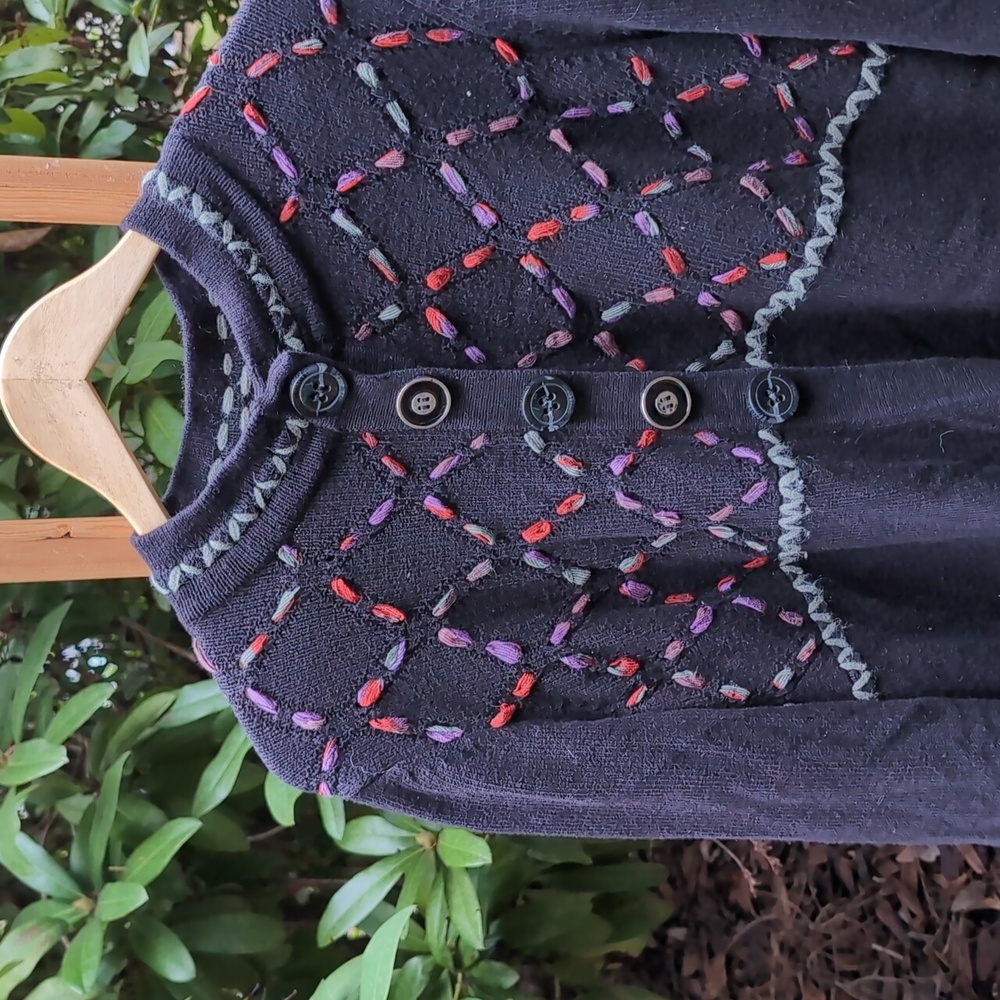 Vintage CJ Banks Black Jacket with Red and Purple Accents Embroidered